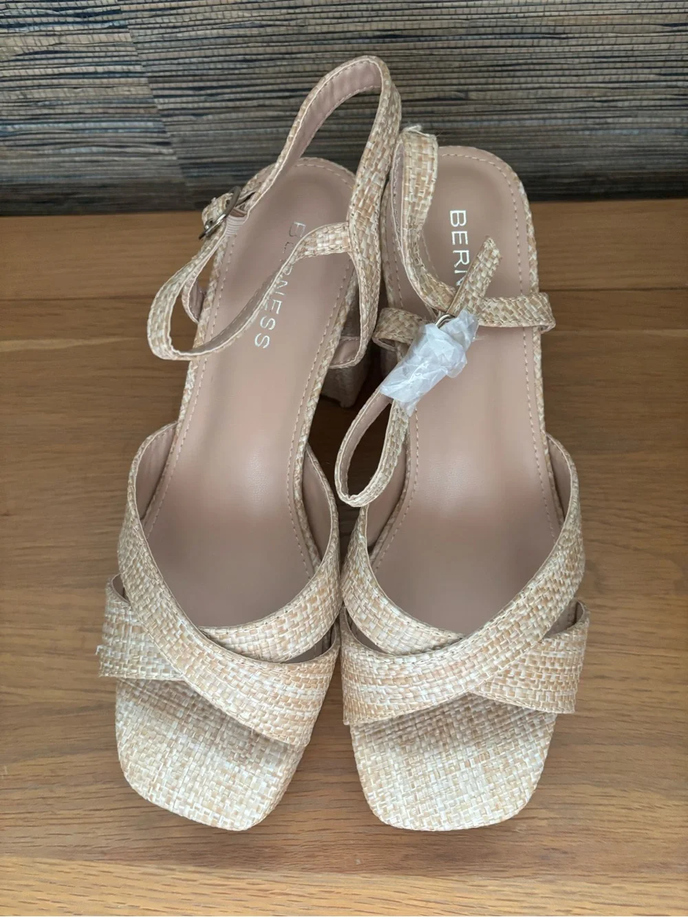Raffia Berness Platform Block Heel Sandals with Ankle Strap